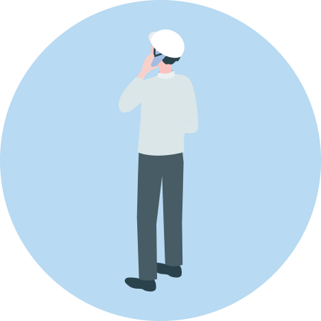 出退勤（上下番）の電話がつながらず困っている男性のイラスト