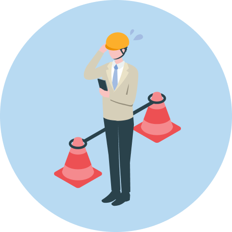 システムが使いこなせるか不安そうにしている男性のイラスト