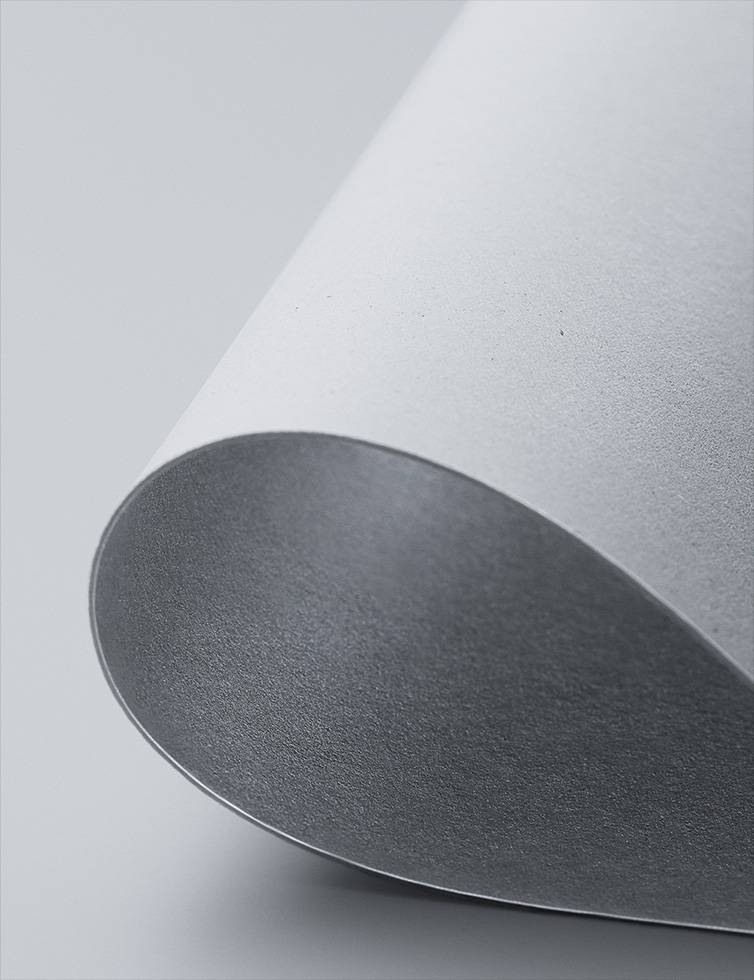 湾曲したグレーの紙素材の拡大画像