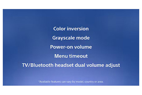 Image: Menu of BRAVIA’s accessibility (user support) features