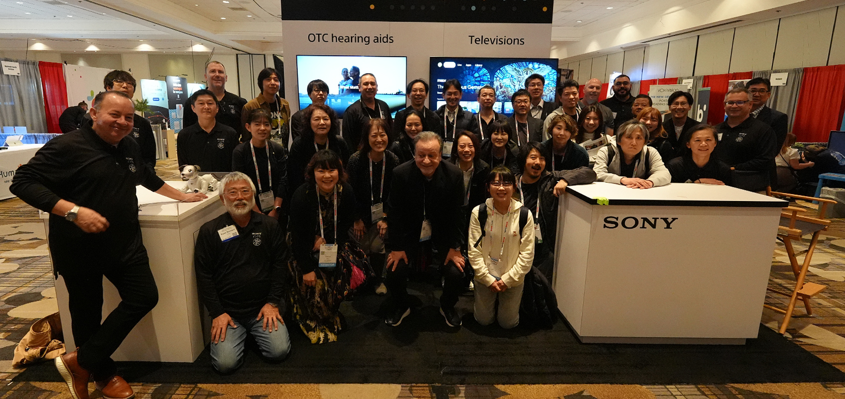 Staff group photograph from the Sony stand at the CSUN2025 assistive technology exhibition