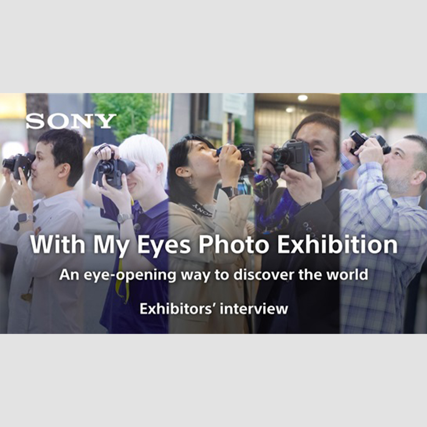 Montage of five images showing people shooting with Sony’s cameras