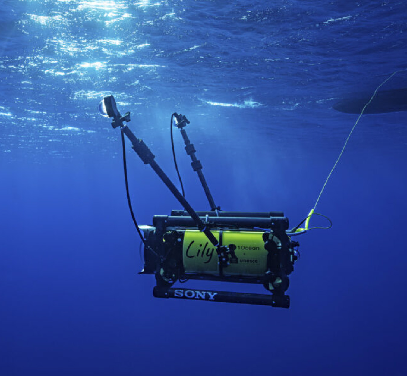 small yellow submarine underwater