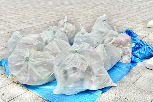 Nine and a half 90-liter garbage bags collected