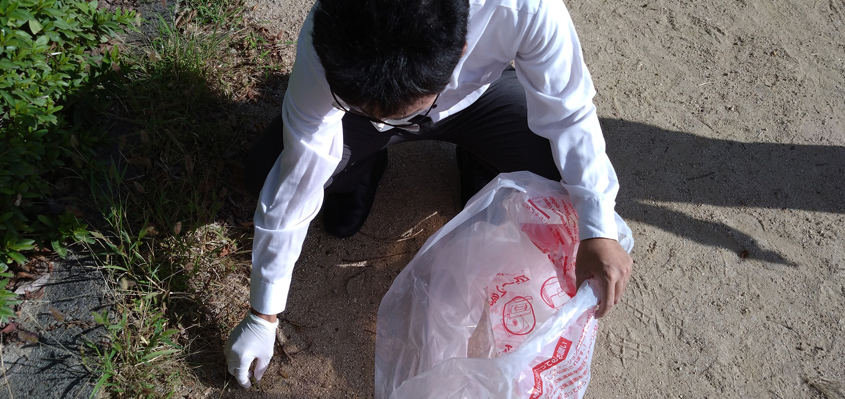 Photo of people participating in cleanup activities and picking up trash
