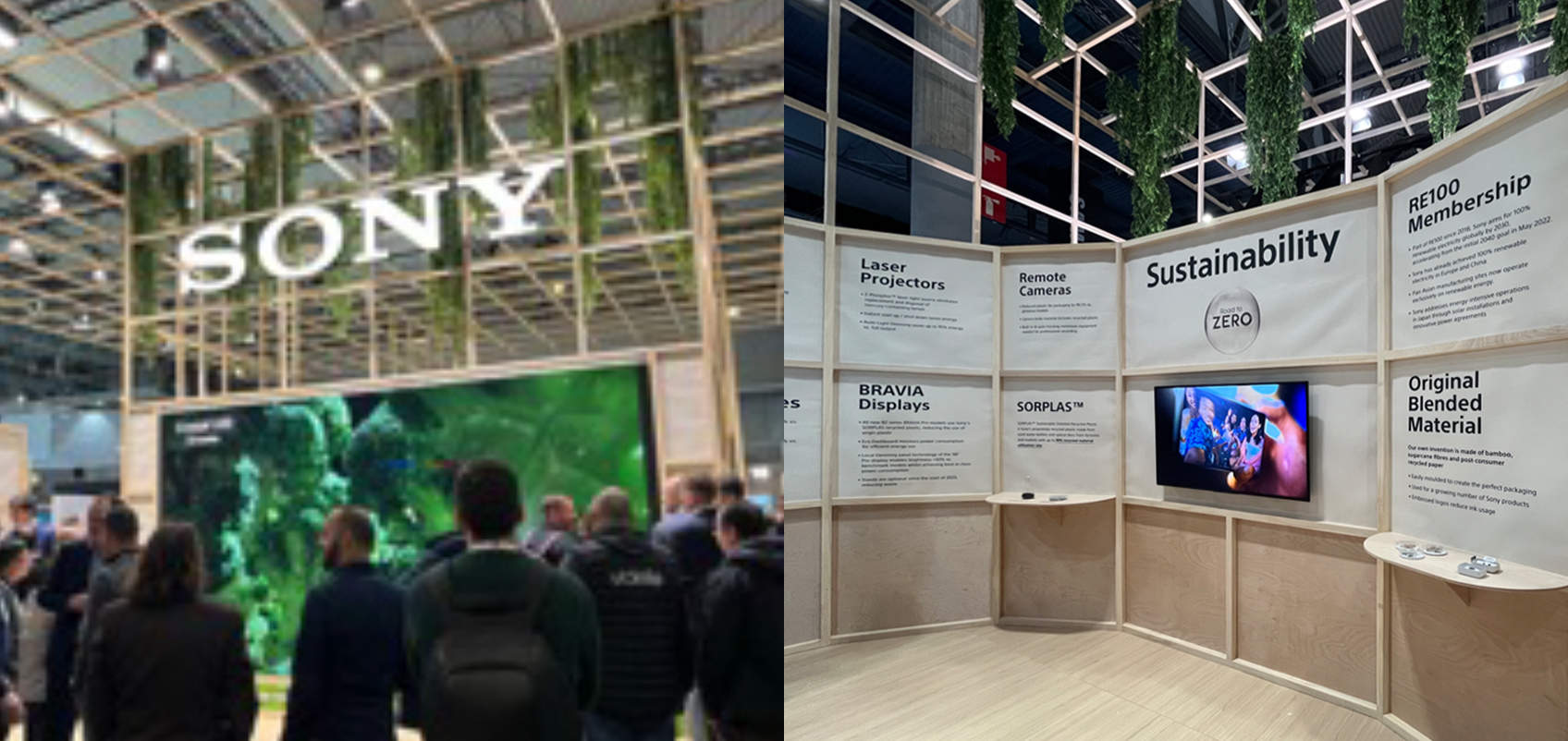 Photos of people visiting the Sony booth at Integrated Systems Europe